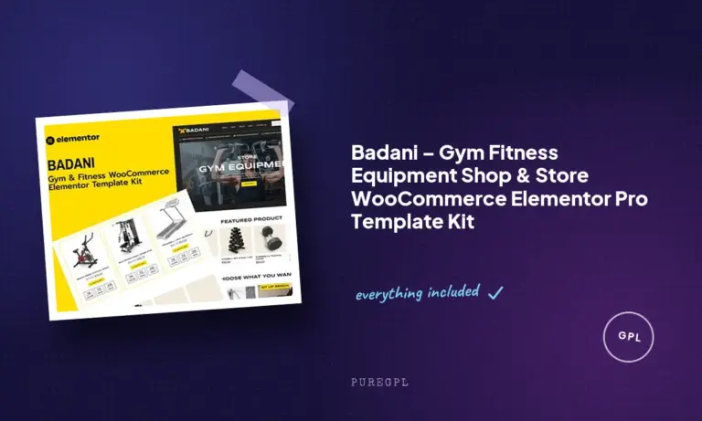 badani gym fitness equipment shop store woocommerce elementor pro template kit