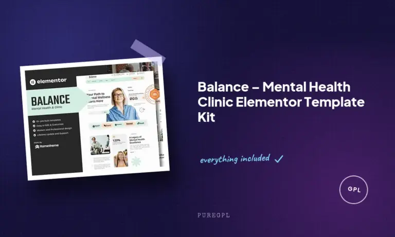 balance mental health clinic elementor template kit