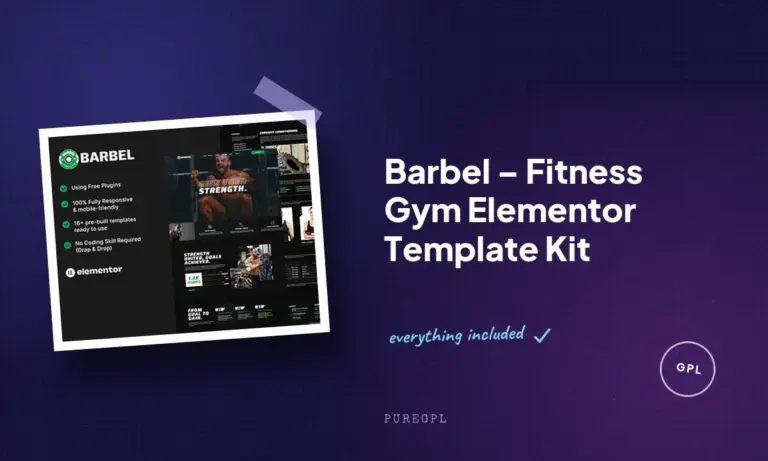 barbel fitness gym elementor template kit