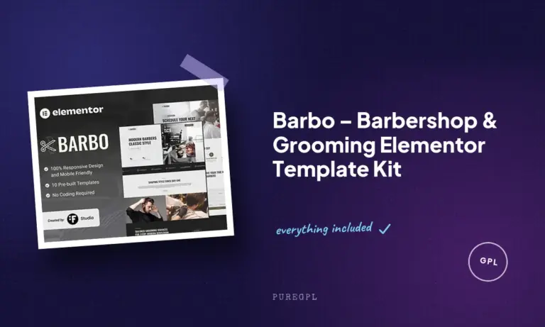 barbo barbershop grooming elementor template kit