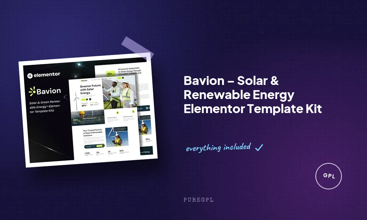Bavion – Solar & Renewable Energy Elementor Template Kit