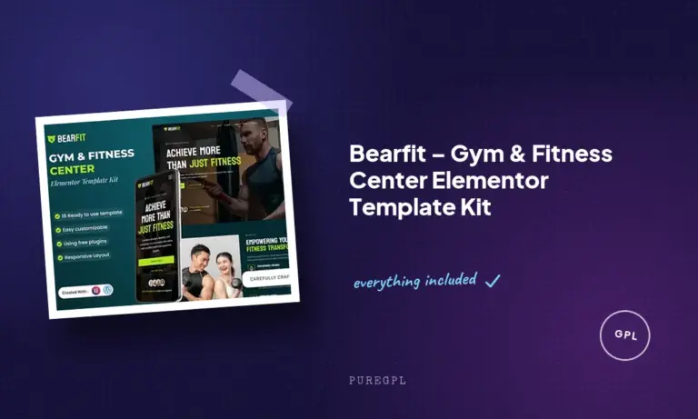 bearfit gym fitness center elementor template kit
