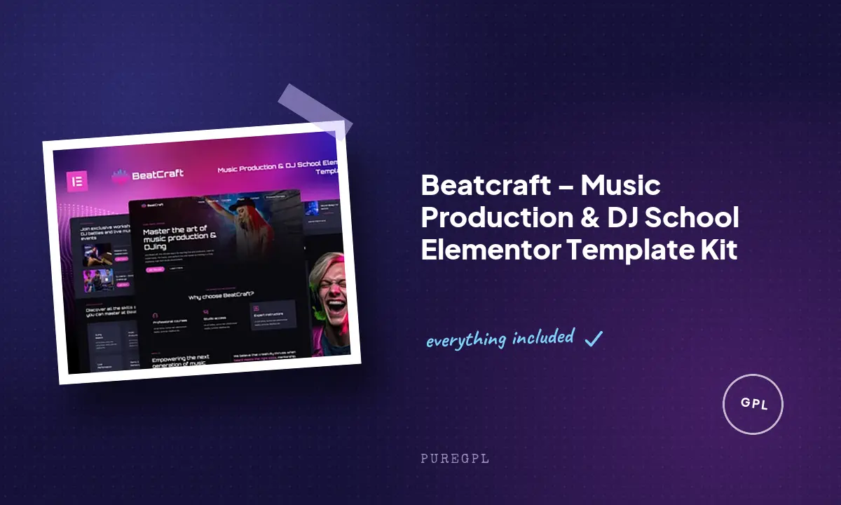 Beatcraft – Music Production & DJ School Elementor Template Kit