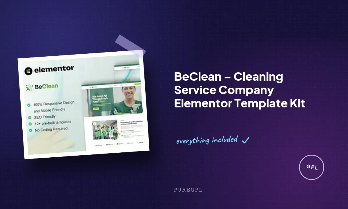 BeClean – Cleaning Service Company Elementor Template Kit