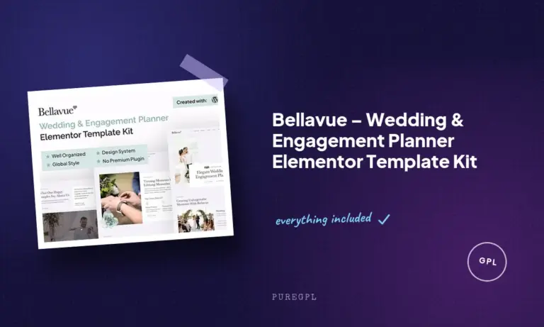 bellavue wedding engagement planner elementor template kit