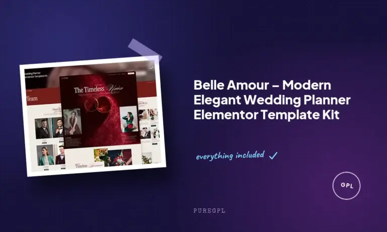 belle amour modern elegant wedding planner elementor template kit