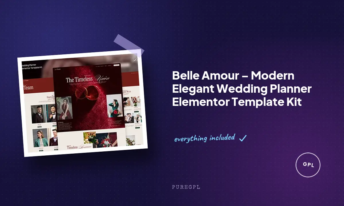 Belle Amour – Modern Elegant Wedding Planner Elementor Template Kit