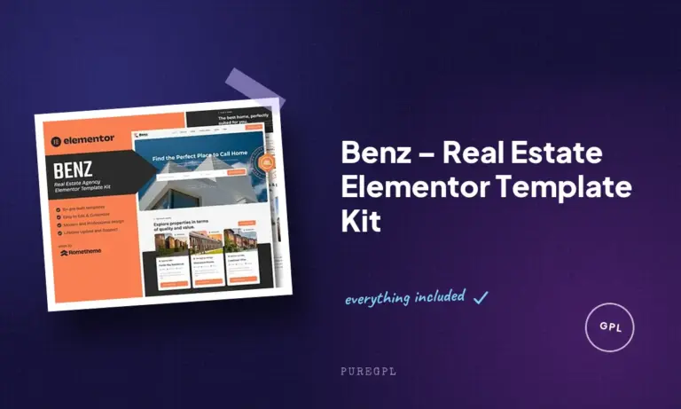 benz real estate elementor template kit