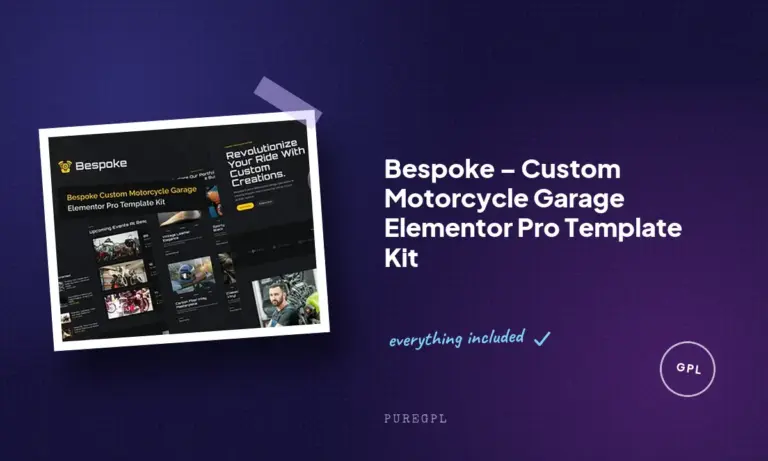 bespoke custom motorcycle garage elementor pro template kit