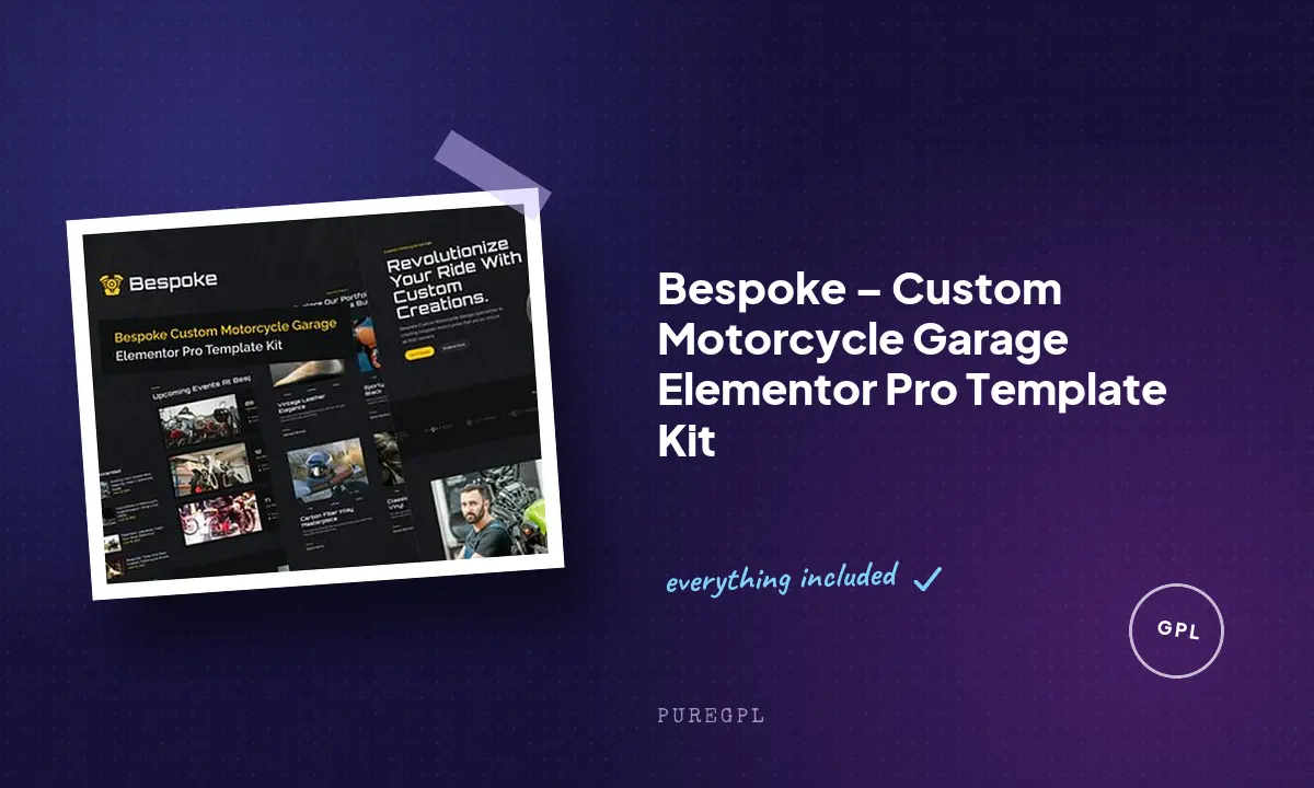 Bespoke – Custom Motorcycle Garage Elementor Pro Template Kit