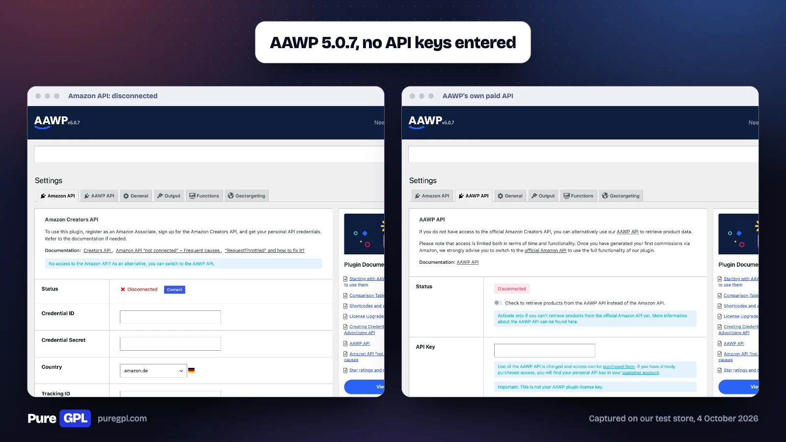Best WordPress Affiliate Plugins in 2026: Run a Program or Earn From One 16 AAWP settings with the Amazon API disconnected, beside its AAWP API tab explaining that the alternative API is a paid service