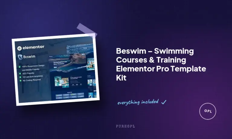 beswim swimming courses training elementor pro template kit