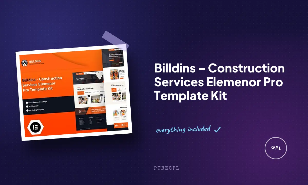 Billdins – Construction Services Elemenor Pro Template Kit