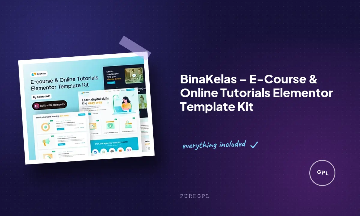 BinaKelas – E-Course & Online Tutorials Elementor Template Kit