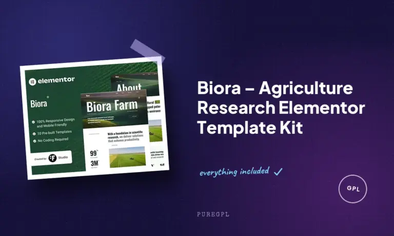 biora agriculture research elementor template kit