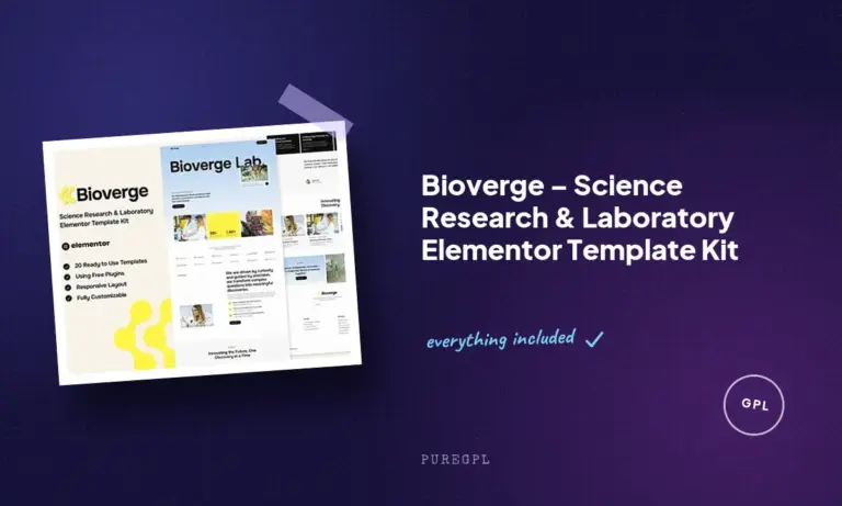 bioverge science research laboratory elementor template kit