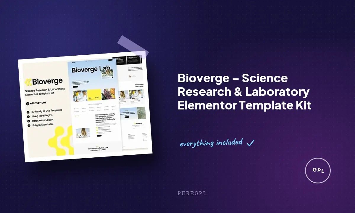 Bioverge – Science Research & Laboratory Elementor Template Kit
