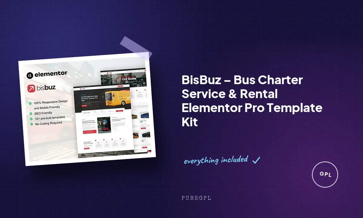 BisBuz – Bus Charter Service & Rental Elementor Pro Template Kit