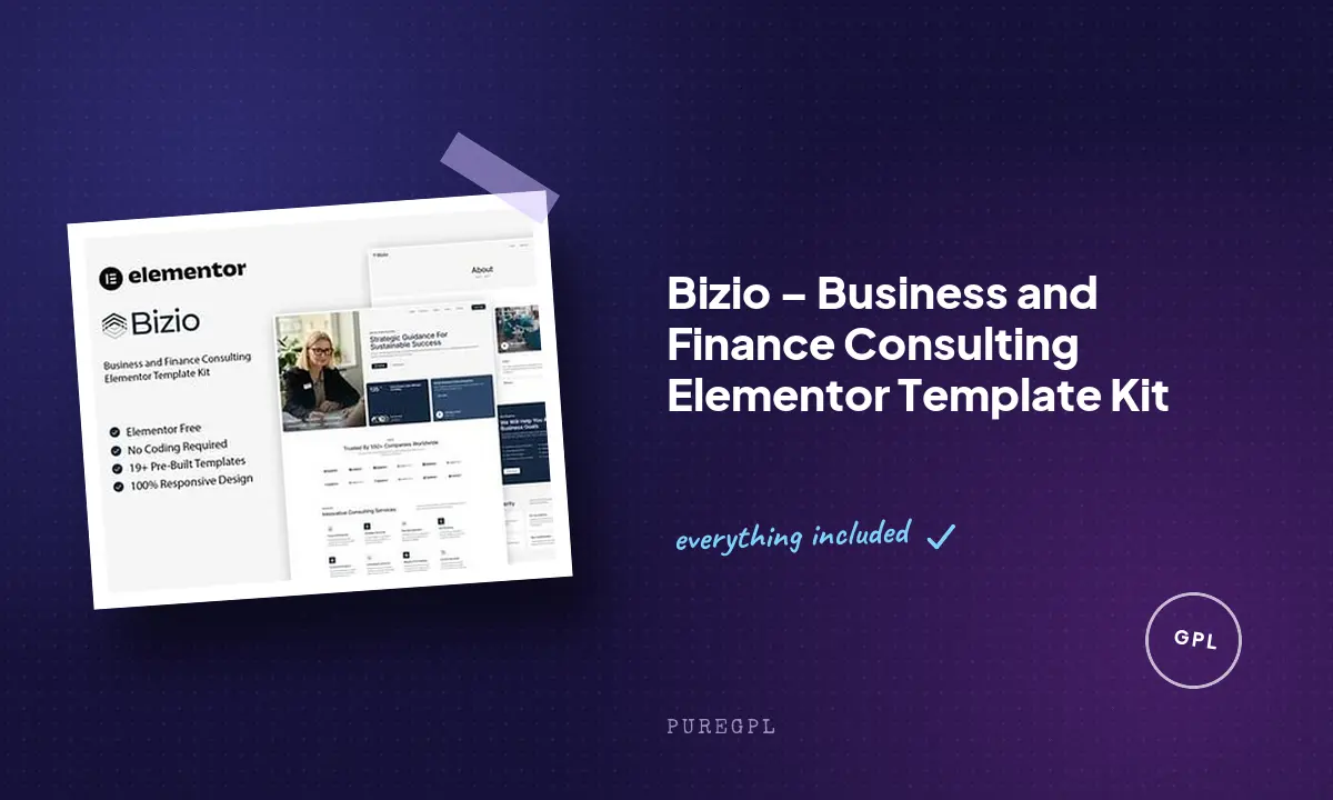 Bizio – Business and Finance Consulting Elementor Template Kit