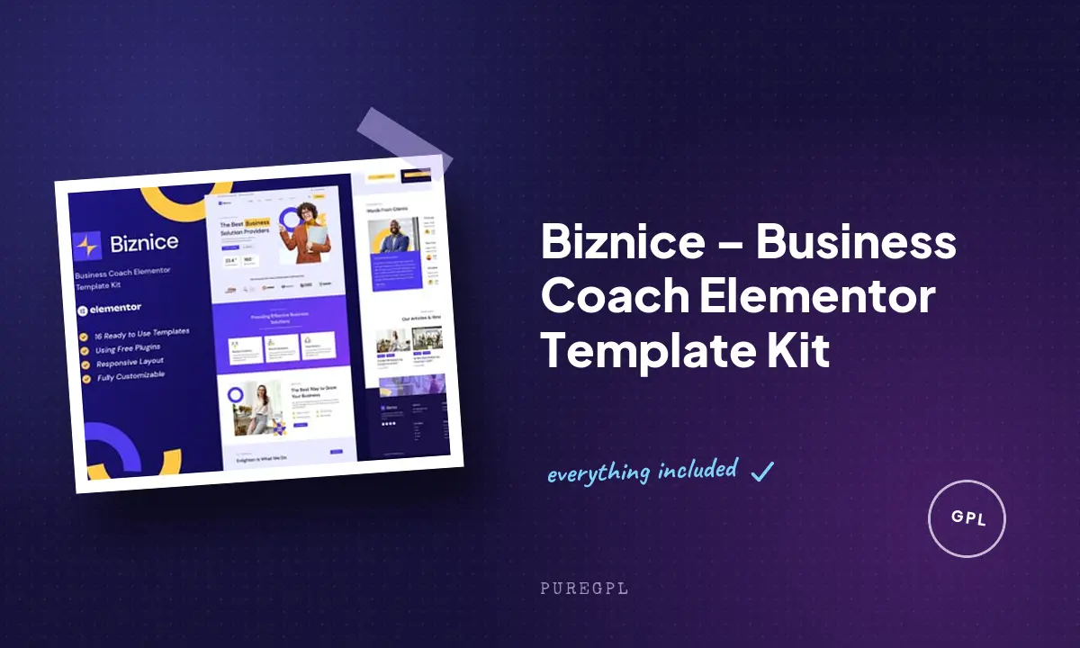Biznice – Business Coach Elementor Template Kit