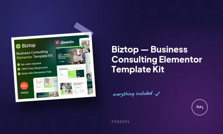 biztop business consulting elementor template kit