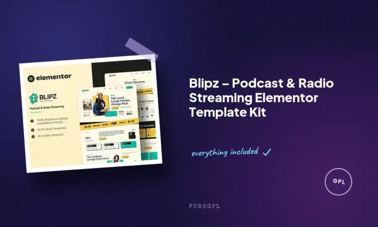 blipz podcast radio streaming elementor template kit