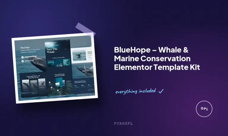 bluehope whale marine conservation elementor template kit