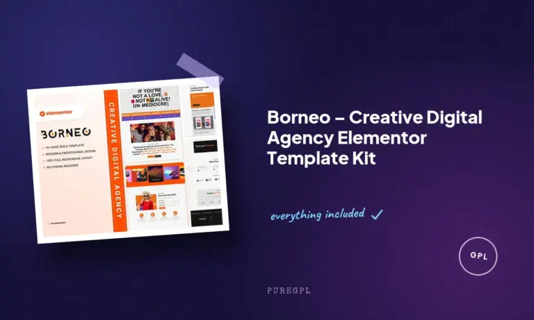 borneo creative digital agency elementor template kit