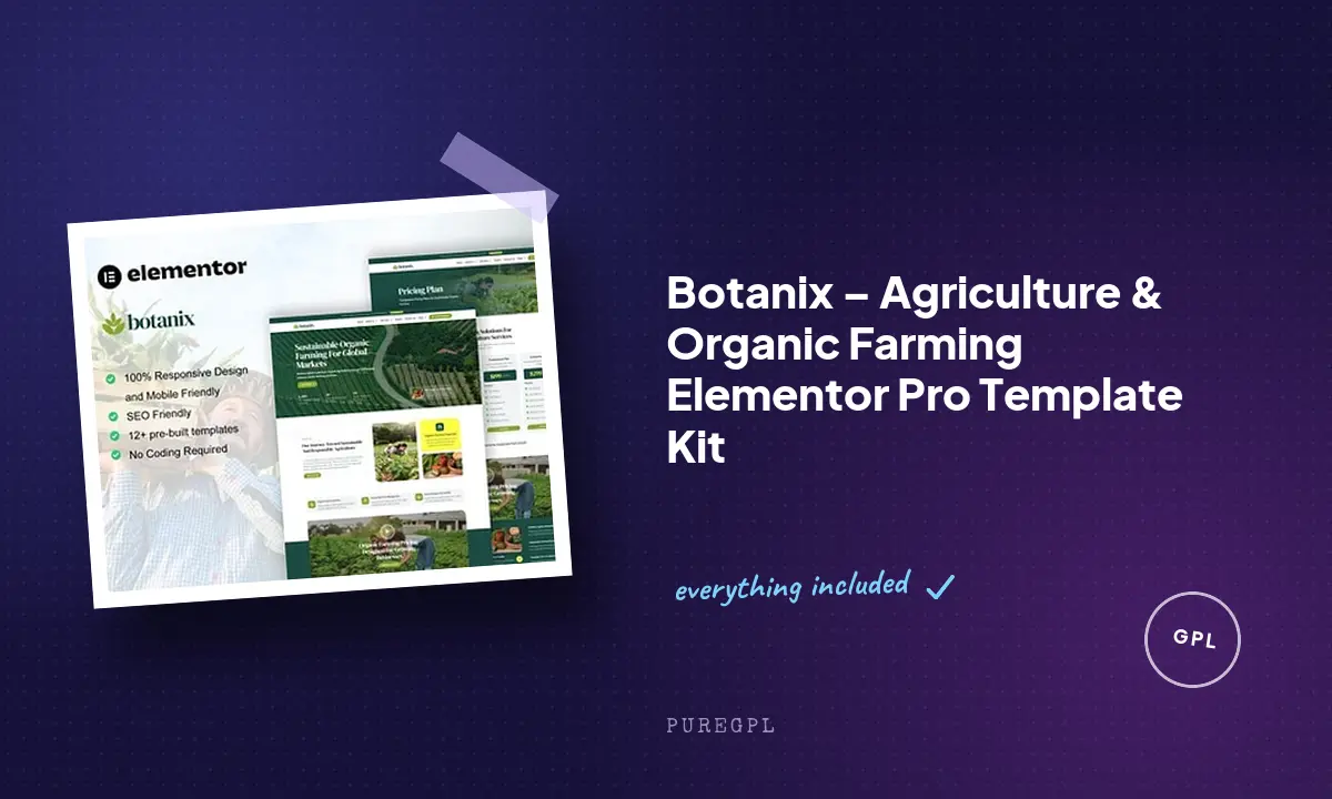 Botanix – Agriculture & Organic Farming Elementor Pro Template Kit