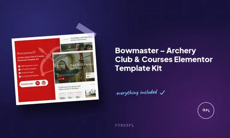 bowmaster archery club courses elementor template kit