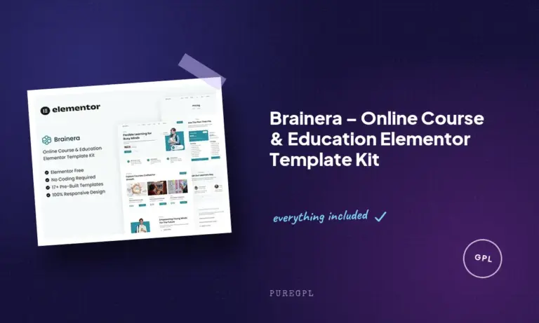 brainera online course education elementor template kit