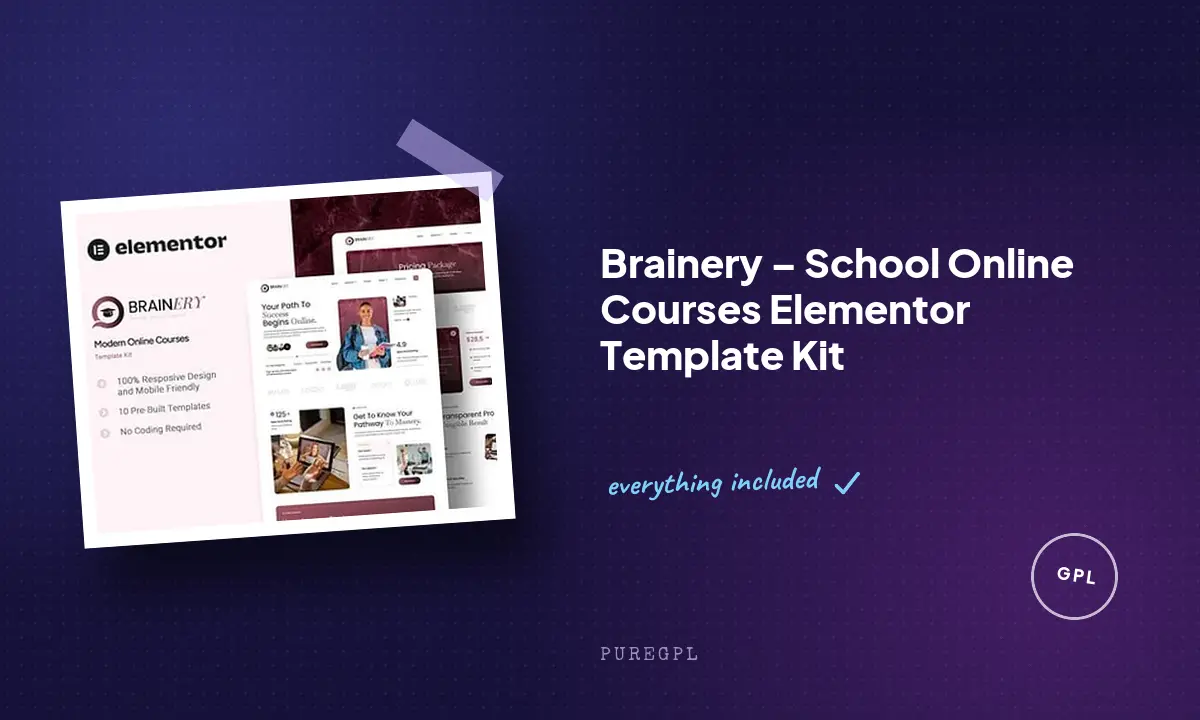 Brainery – School Online Courses Elementor Template Kit