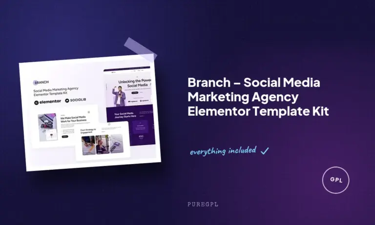 branch social media marketing agency elementor template kit