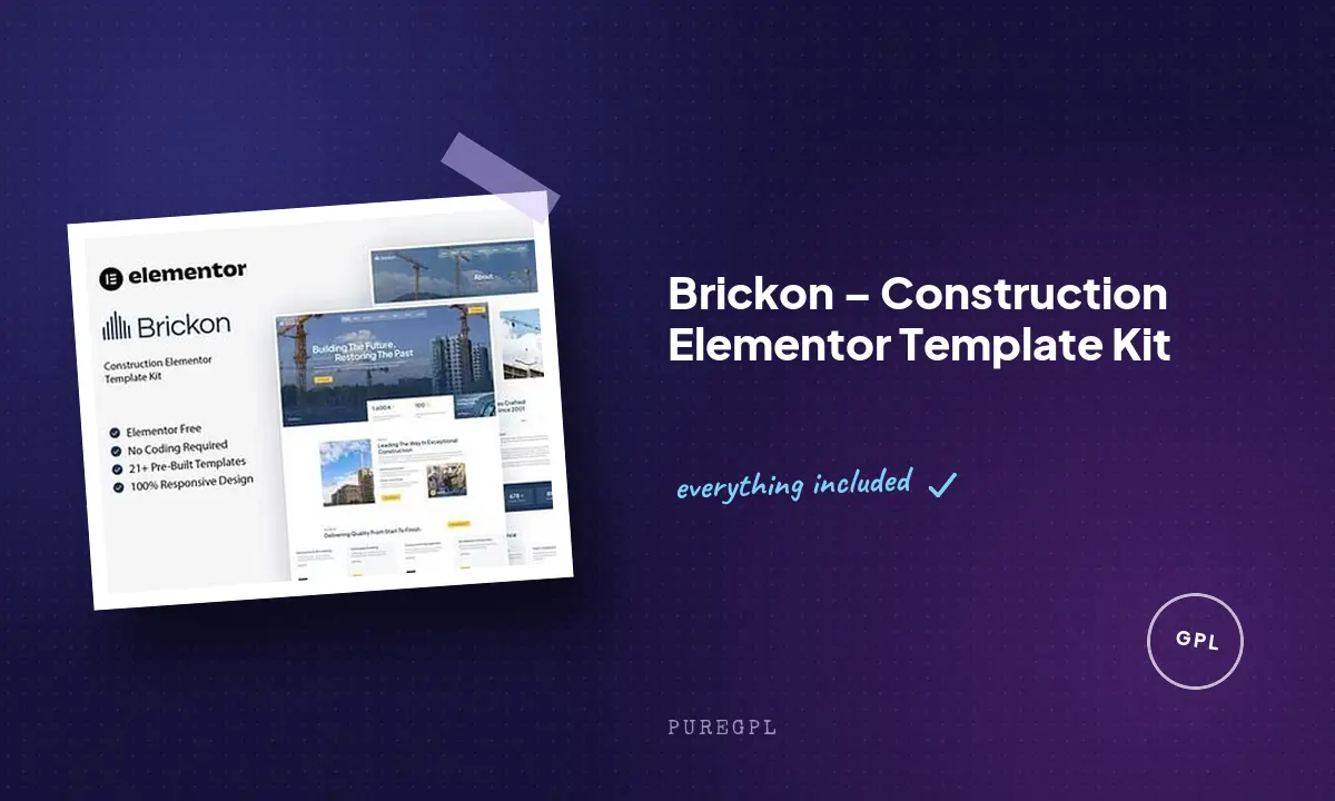 Brickon – Construction Elementor Template Kit