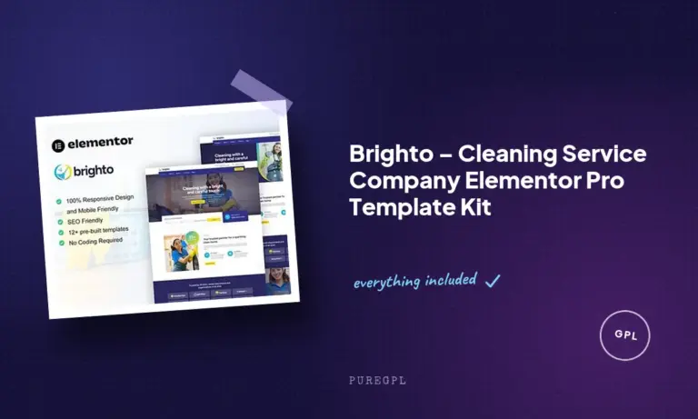 brighto cleaning service company elementor pro template kit