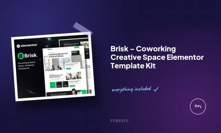 brisk coworking creative space elementor template kit