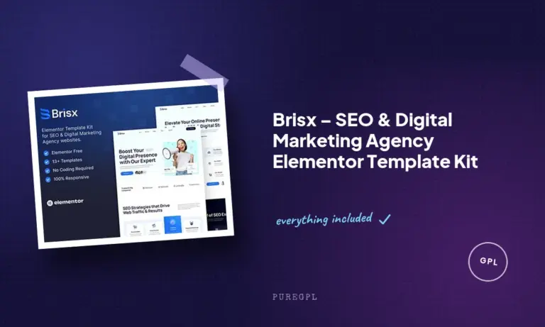 brisx seo digital marketing agency elementor template kit