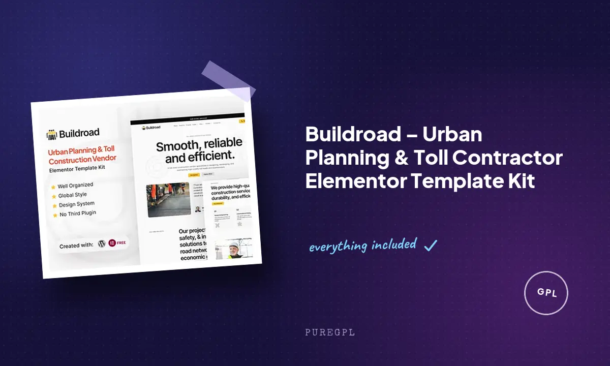 Buildroad – Urban Planning & Toll Contractor Elementor Template Kit