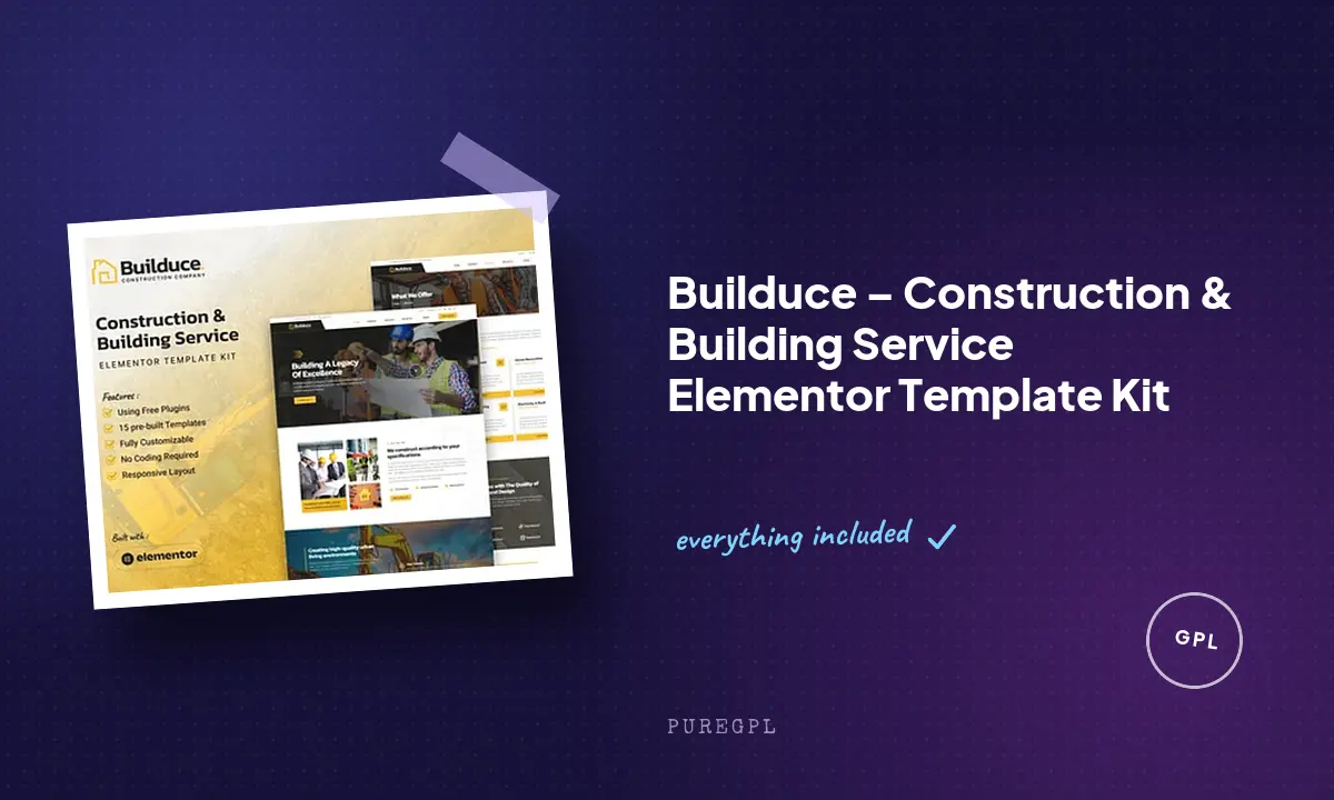 Builduce – Construction & Building Service Elementor Template Kit