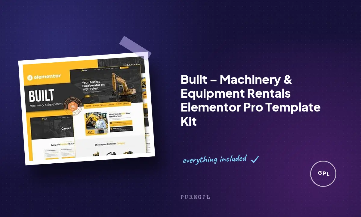 Built – Machinery & Equipment Rentals Elementor Pro Template Kit
