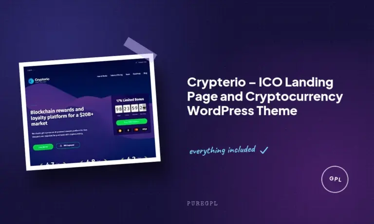 crypterio ico landing page and cryptocurrency wordpress theme