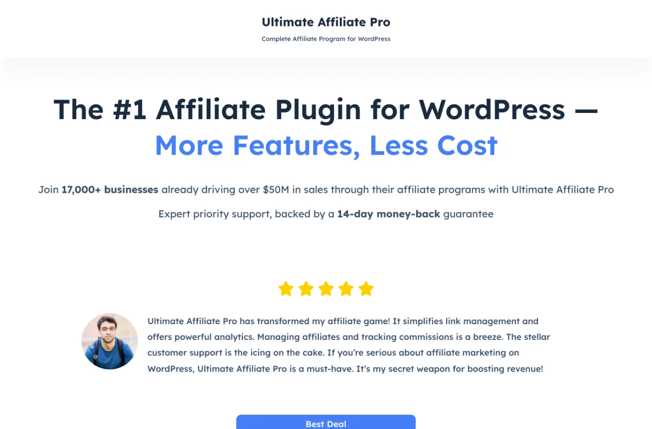 AffiliateWP vs Ultimate Affiliate Pro: Which Should You Choose in 2026? 2 Ultimate Affiliate Pro pricing page showing the Pro plan at $79.30 for the first year with its feature list